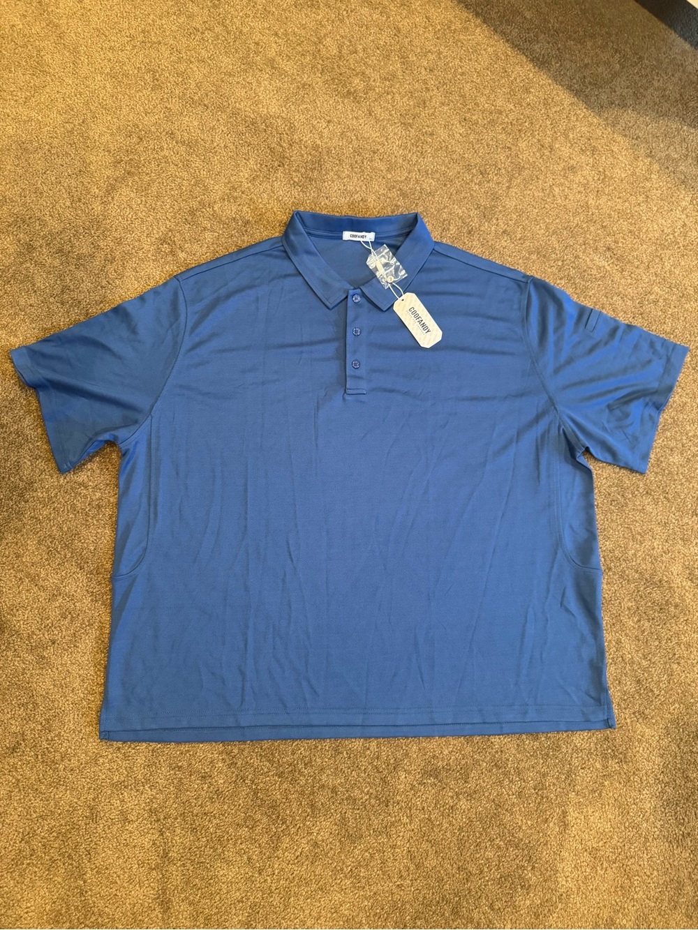 Mens 3X Polo Shirt Golf Shirt Tactical Quick Dry Short Sleeve Blue
